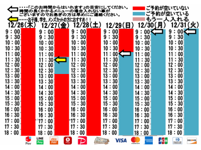 今朝のご予約状況