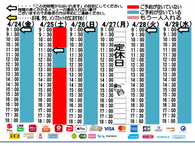 今朝のご予約状況