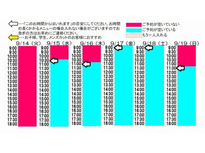 今朝のご予約状況