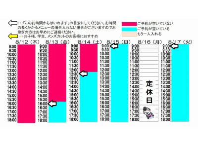 今朝のご予約状況