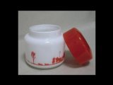 赤・白　ガラスキャニスター　キャンディーポット　保存容器