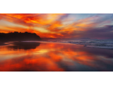 浜辺の夕日