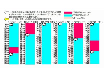 今朝のご予約状況