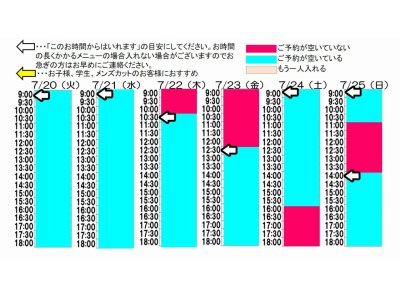 今朝のご予約状況