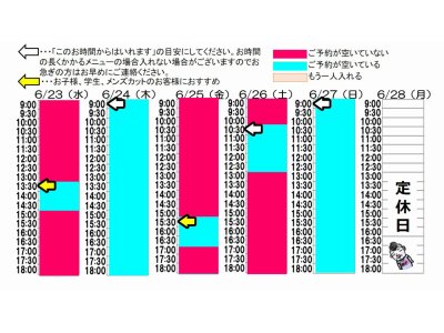 今朝の予約状況