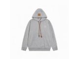 LOEWE パーカー 小ロゴ レザーラベル ブラウン引きひも 上質素材 ロエベ