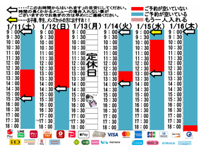 今朝のご予約状況