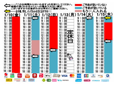 今朝のご予約状況