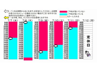 今朝のご予約状況